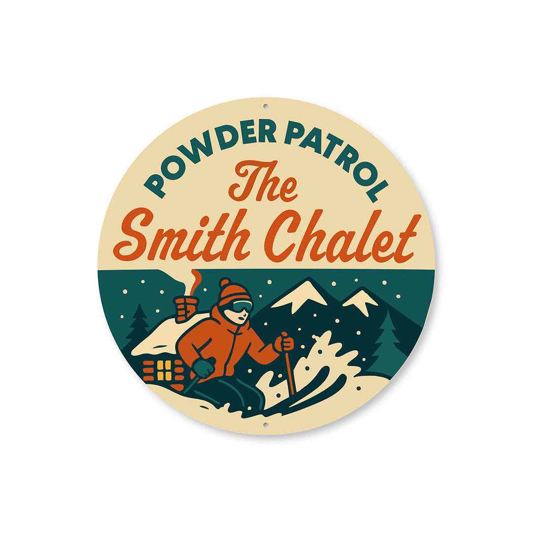 Vintage Powder Patrol Aluminum Sign Personalised Chalet