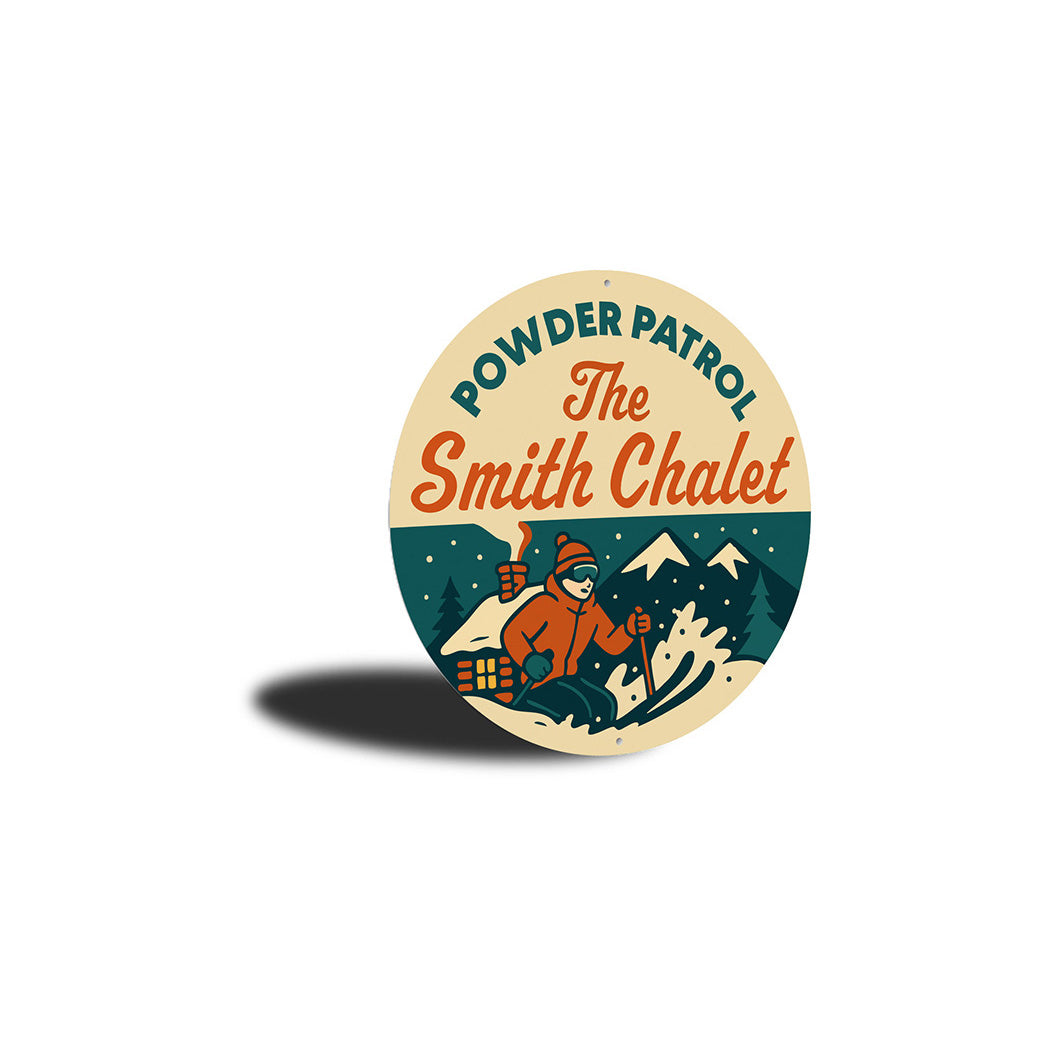 Vintage Powder Patrol Aluminum Sign Personalised Chalet