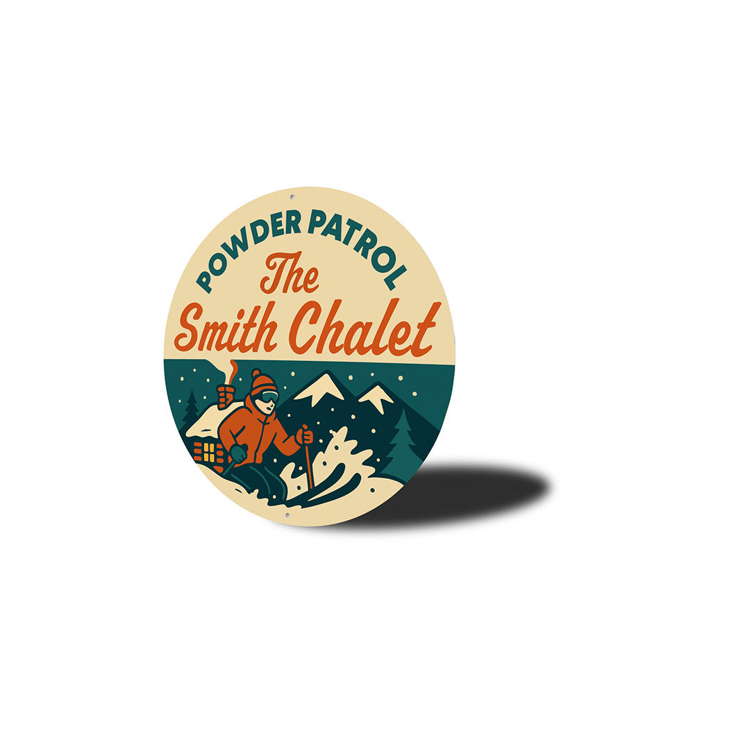 Vintage Powder Patrol Aluminum Sign Personalised Chalet