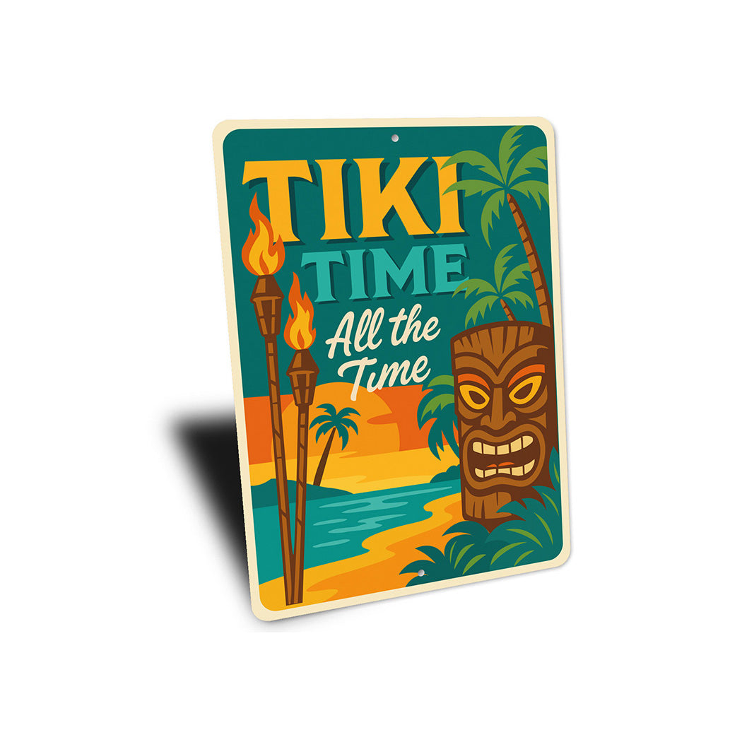 Vintage Tiki Time All the Time Aluminum Bar Sign