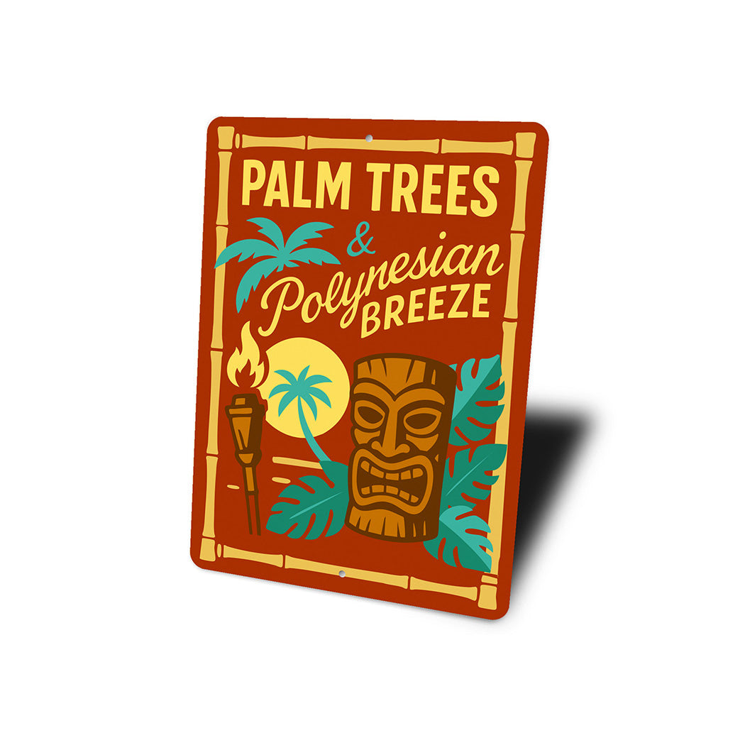 Vintage Palm Trees And Polynesian Aluminum Tiki Sign
