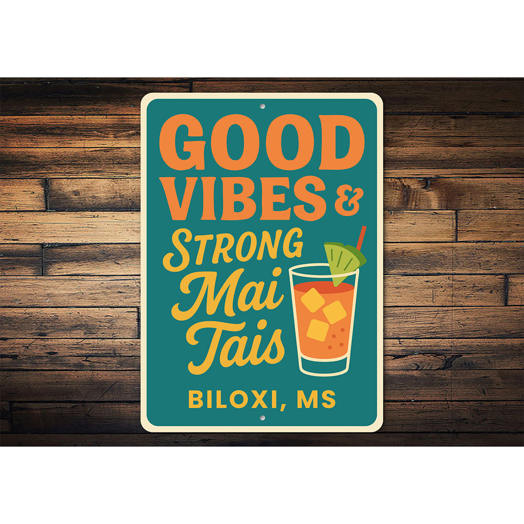 Retro Tiki Bar Sign Good Vibes And Mai Tais Decor
