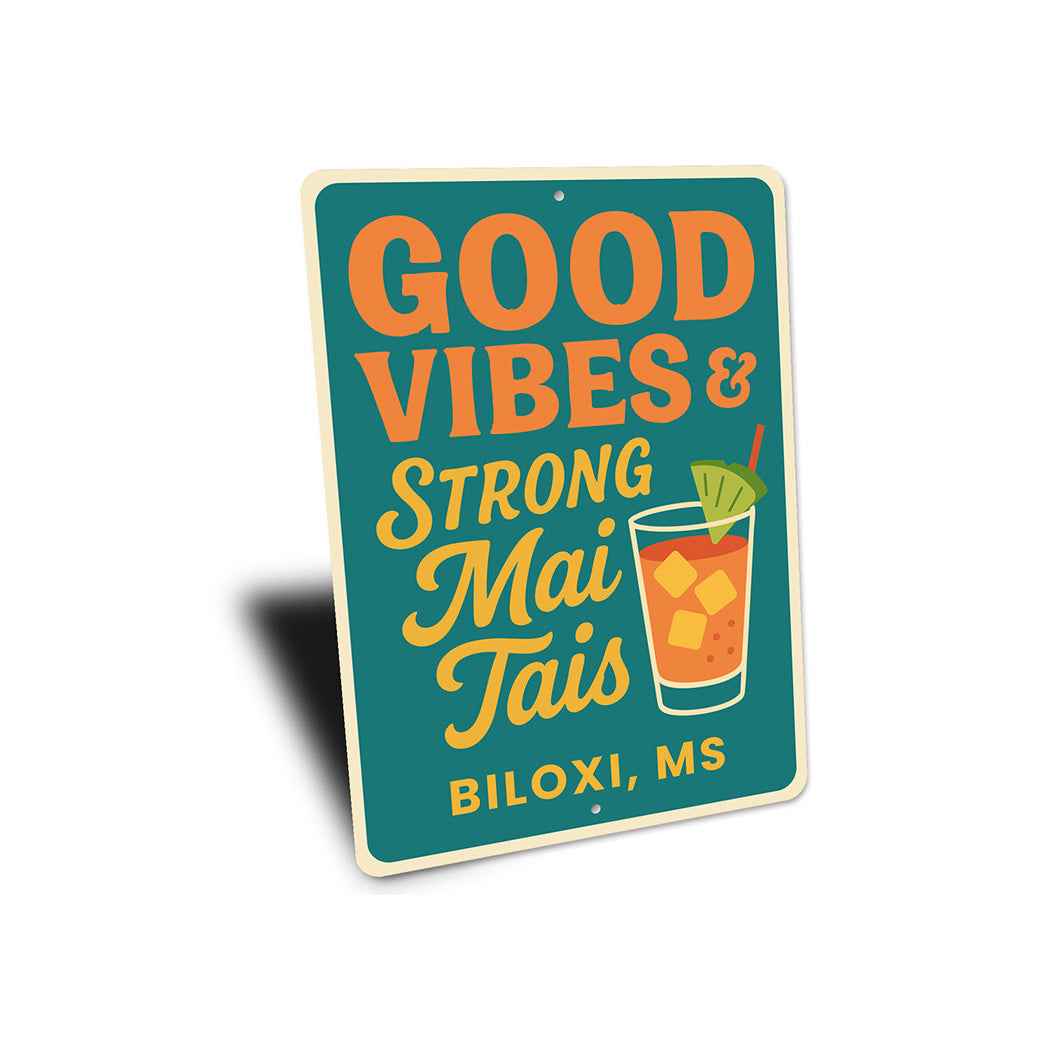 Retro Tiki Bar Sign Good Vibes And Mai Tais Decor