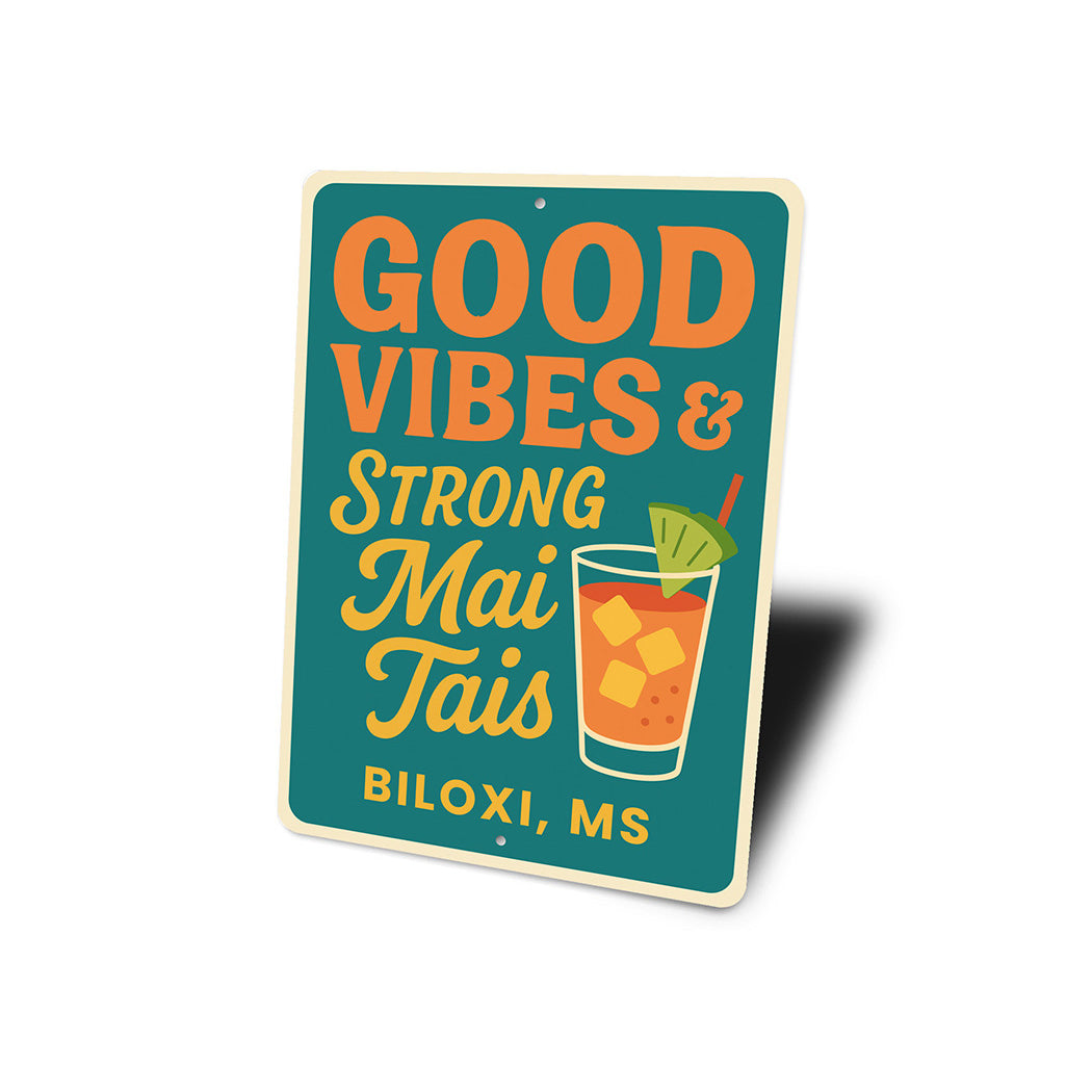 Retro Tiki Bar Sign Good Vibes And Mai Tais Decor