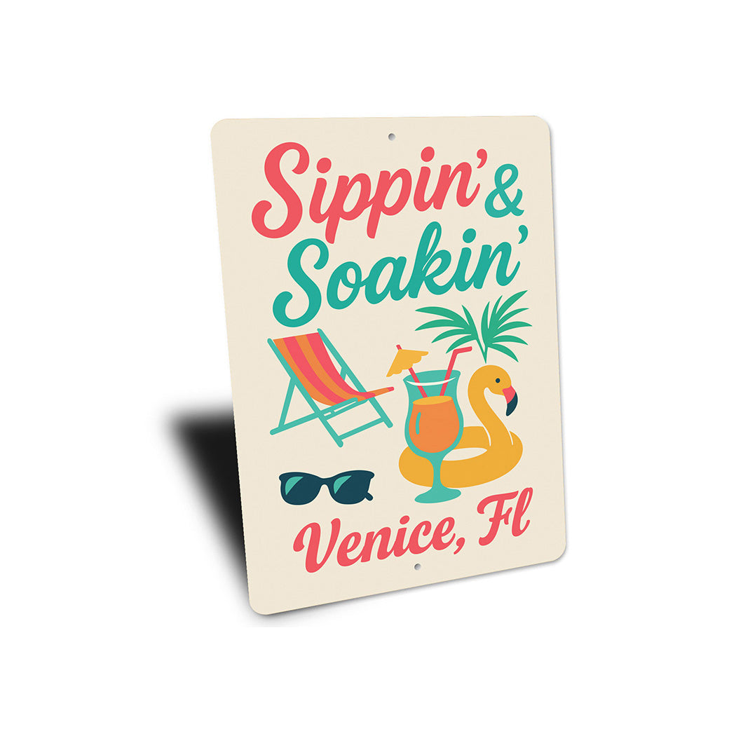 Retro Beach Bar Sign Sippin Soakin Florida Decor