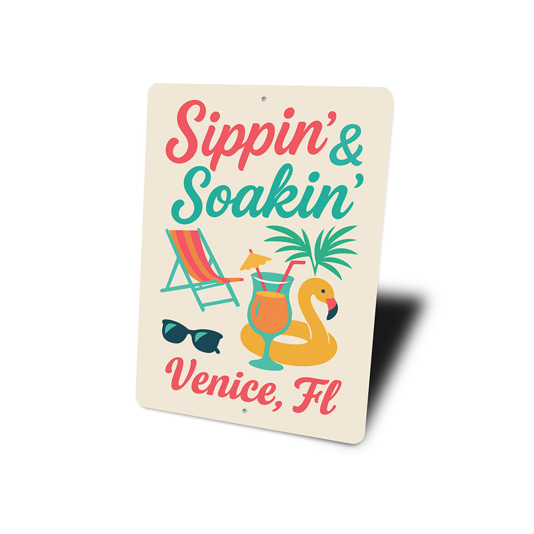 Retro Beach Bar Sign Sippin Soakin Florida Decor