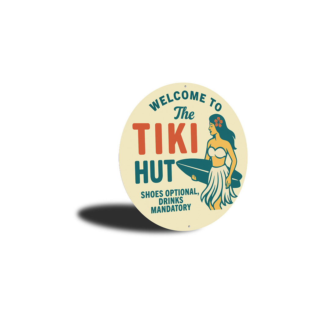 Vintage Welcome to The Tiki Hut Metal Sign Shoes Optional
