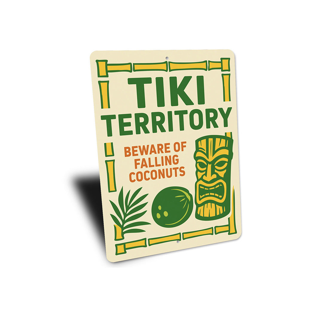 Vintage Tiki Territory Metal Sign Beware Falling Coconuts