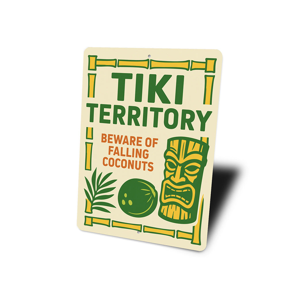 Vintage Tiki Territory Metal Sign Beware Falling Coconuts