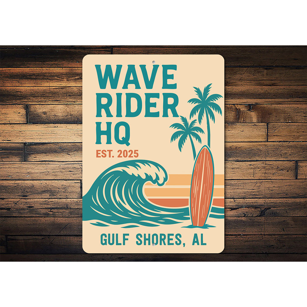 Retro Beach Surf Sign Wave Rider HQ Gulf Shores Decor