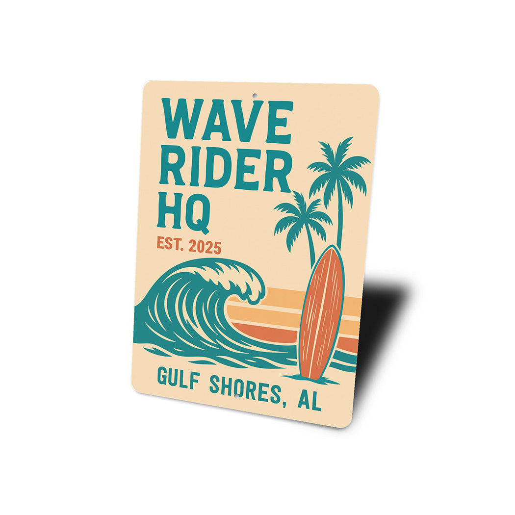 Retro Beach Surf Sign Wave Rider HQ Gulf Shores Decor