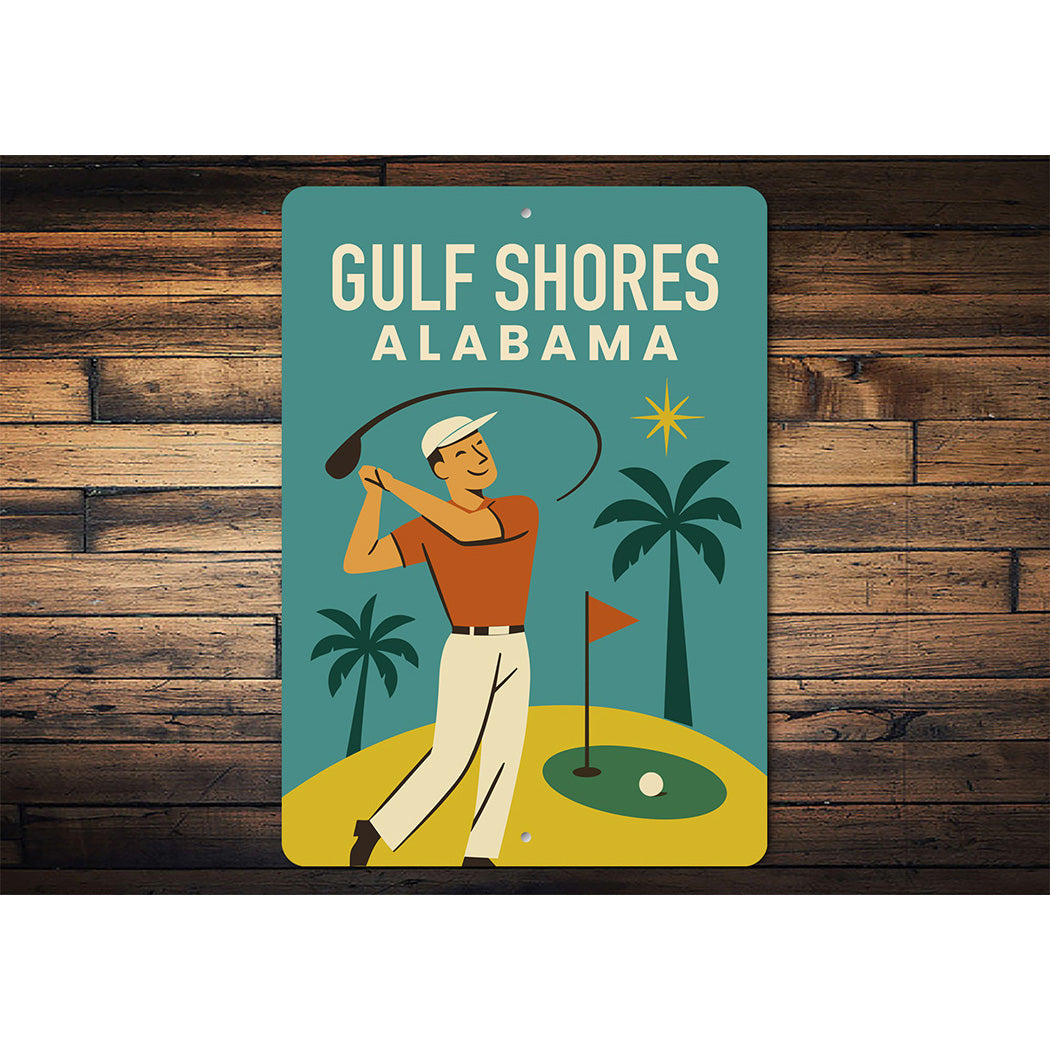 Vintage Gulf Shores Alabama Aluminum Beach Sign