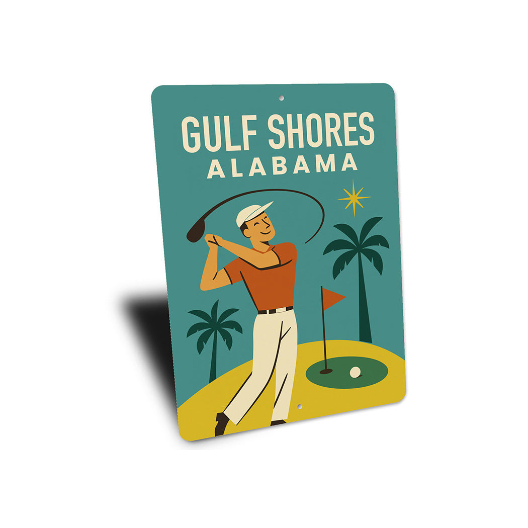 Vintage Gulf Shores Alabama Aluminum Beach Sign