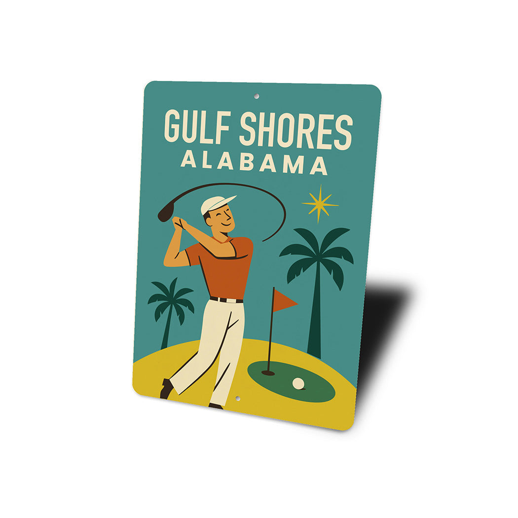 Vintage Gulf Shores Alabama Aluminum Beach Sign