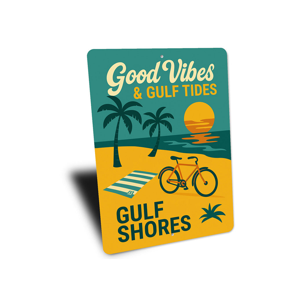 Vintage Good Vibes And Gulf Tides Metal Sign