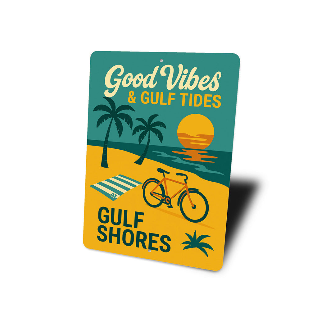 Vintage Good Vibes And Gulf Tides Metal Sign