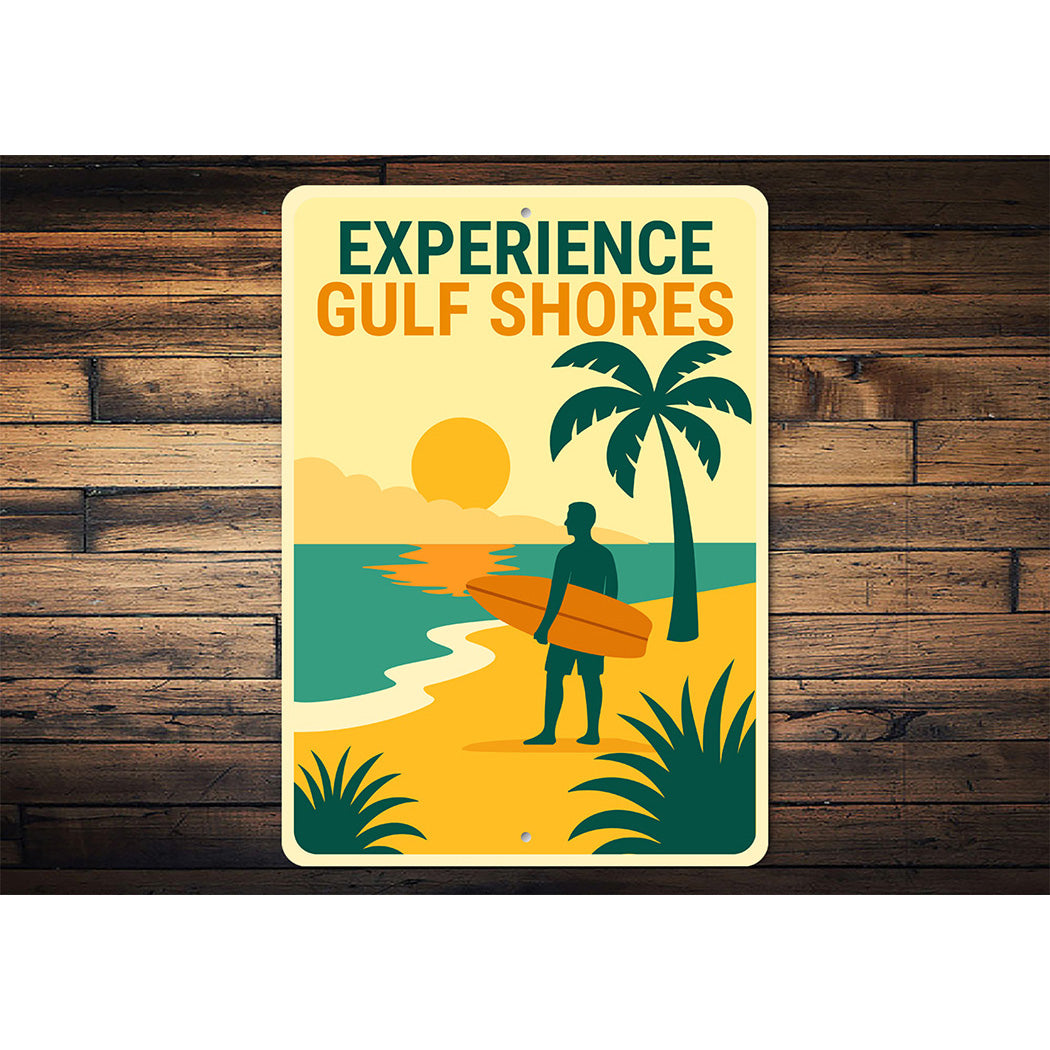 Retro Coastal Metal Sign Experience Gulf Shores Decor