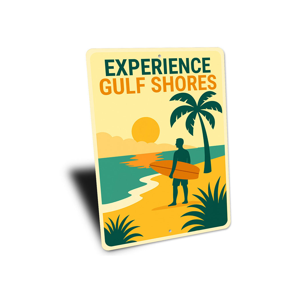 Retro Coastal Metal Sign Experience Gulf Shores Decor