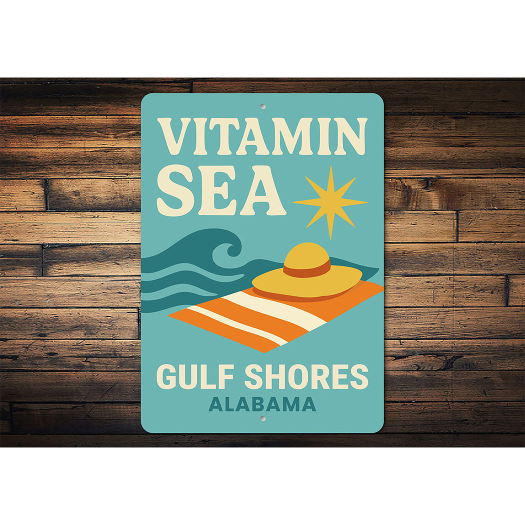 Retro Beach Metal Sign Vitamin Sea Gulf Shores Decor