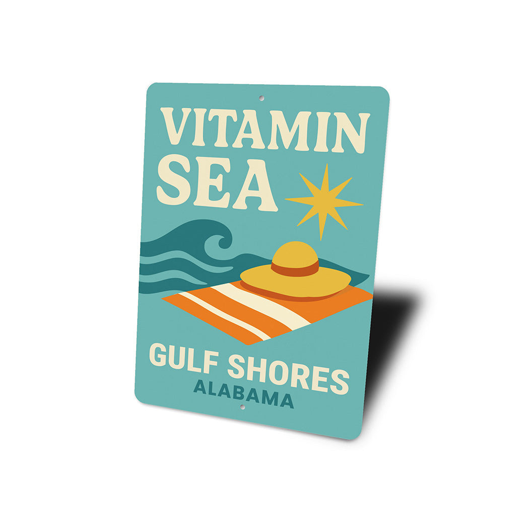 Retro Beach Metal Sign Vitamin Sea Gulf Shores Decor