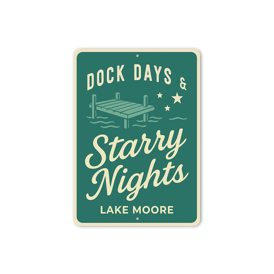 Rustic Lake Metal Sign Dock Days Starry Nights Lake Moore