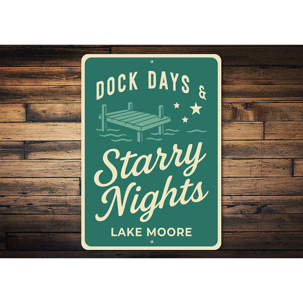 Rustic Lake Metal Sign Dock Days Starry Nights Lake Moore
