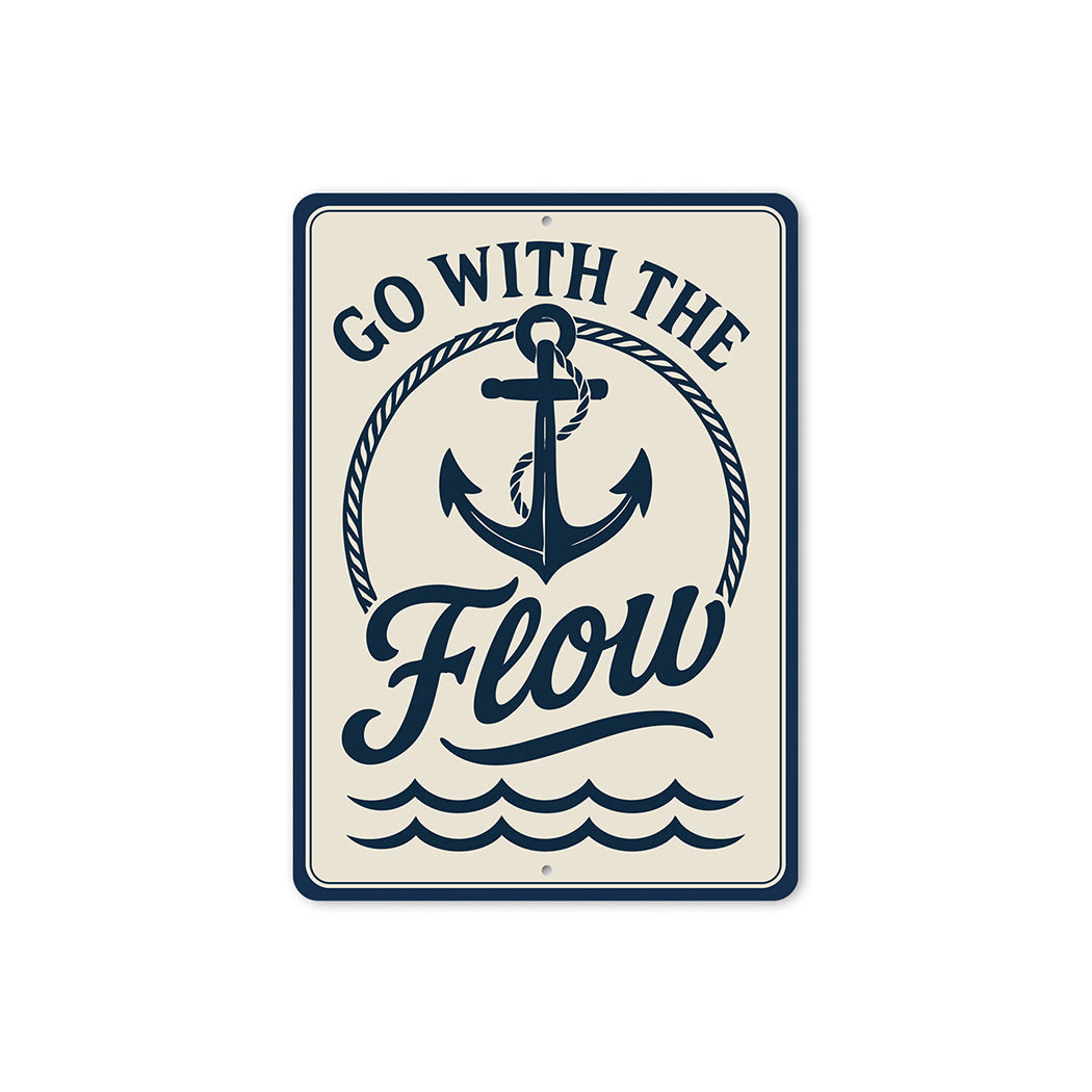 Go With the Flow Metal Sign Minimalist Inspirational Decor