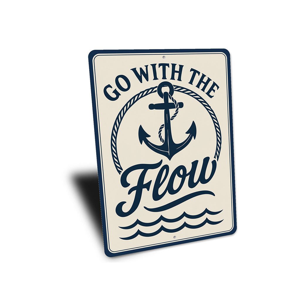 Go With the Flow Metal Sign Minimalist Inspirational Decor