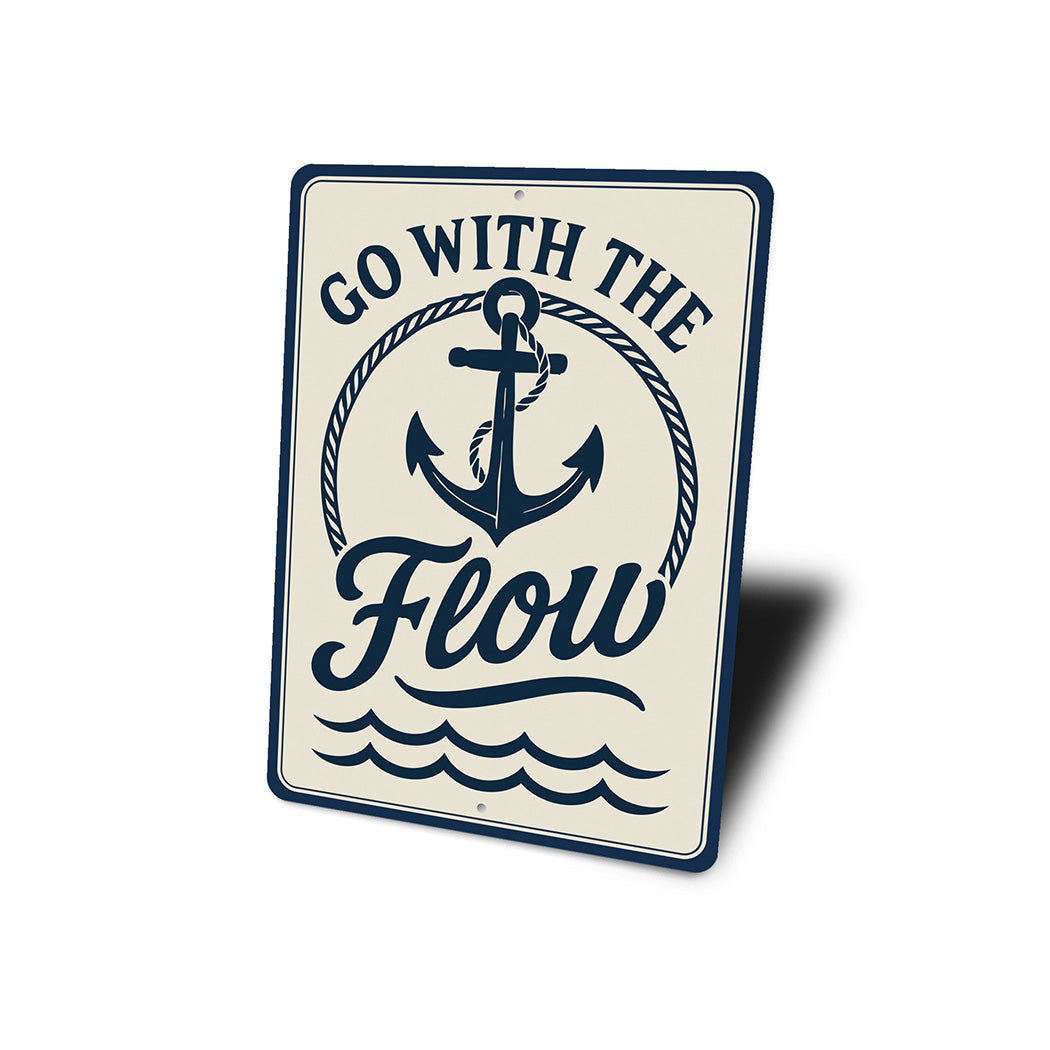 Go With the Flow Metal Sign Minimalist Inspirational Decor