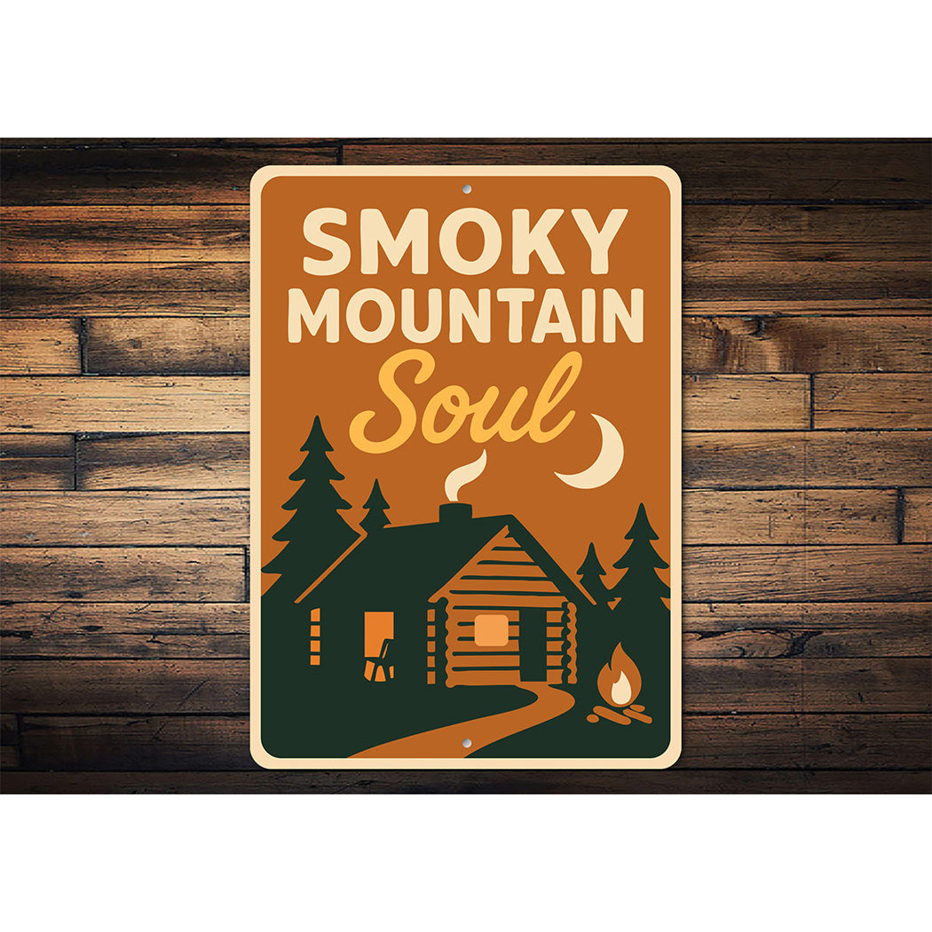 Smoky Mountain Soul Aluminum Sign Rustic Cabin Wall Decor