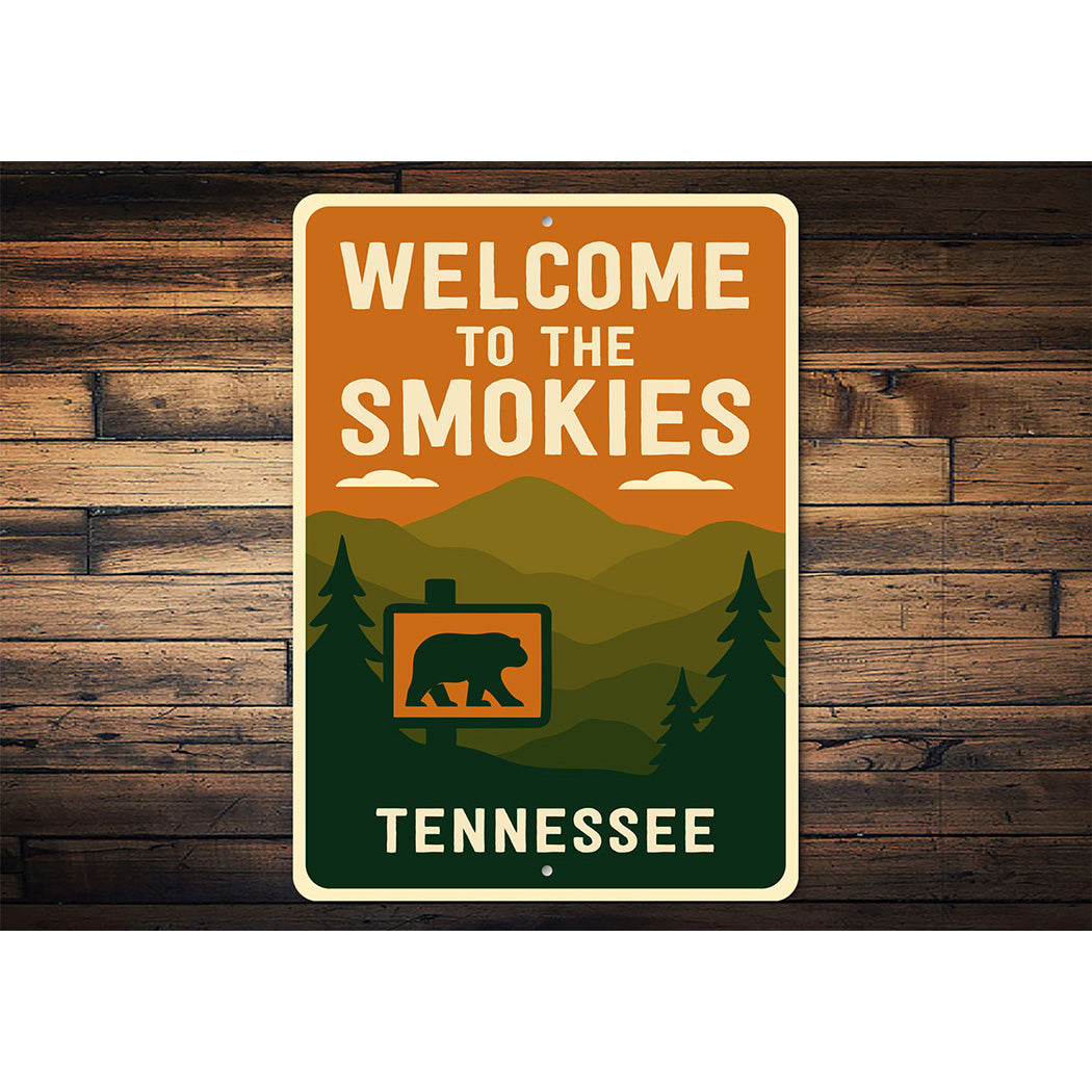 Welcome to the Smokies Sign Tennessee Aluminum Decor