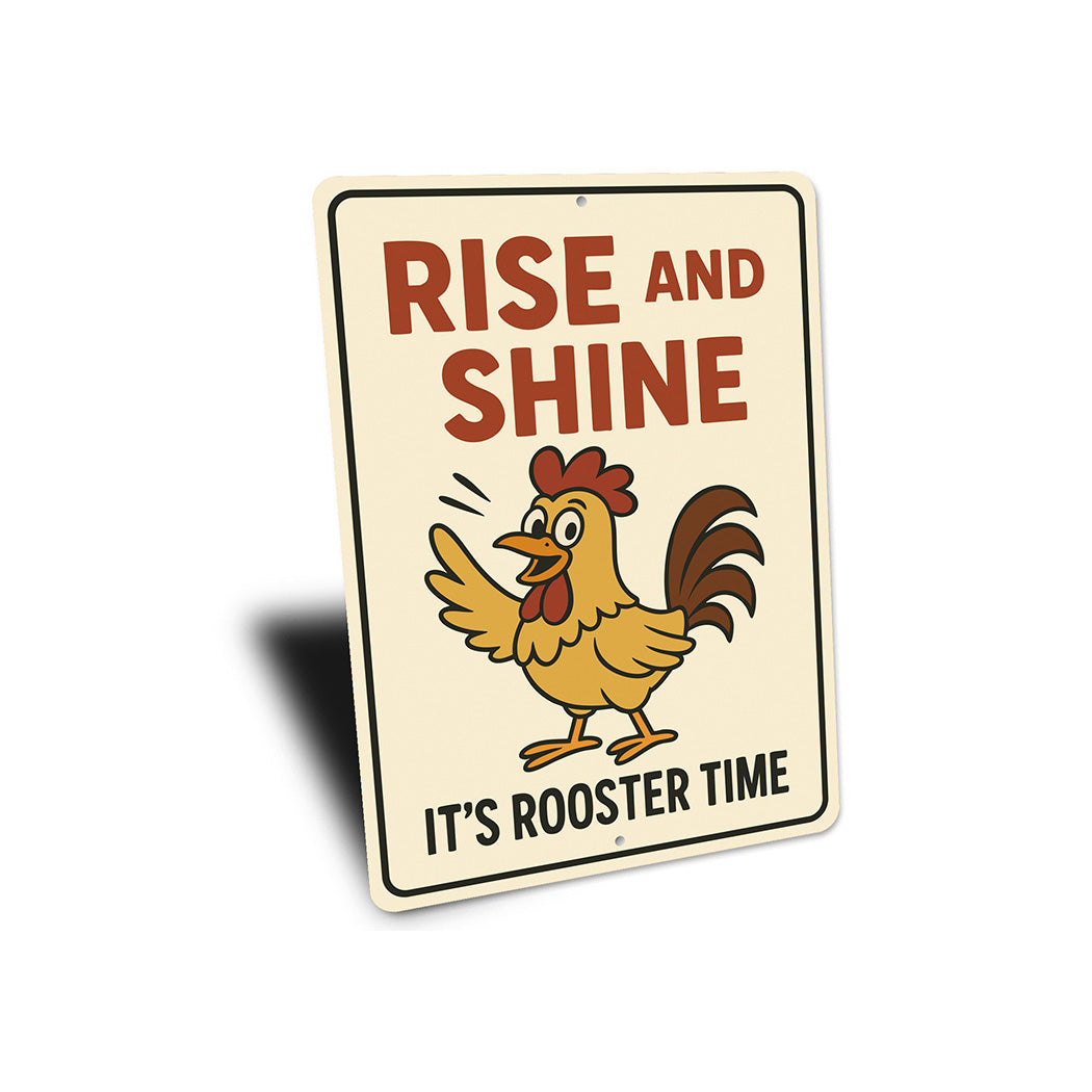 Rise and Shine It's Rooster Time Metal Sign Farmhouse Decor