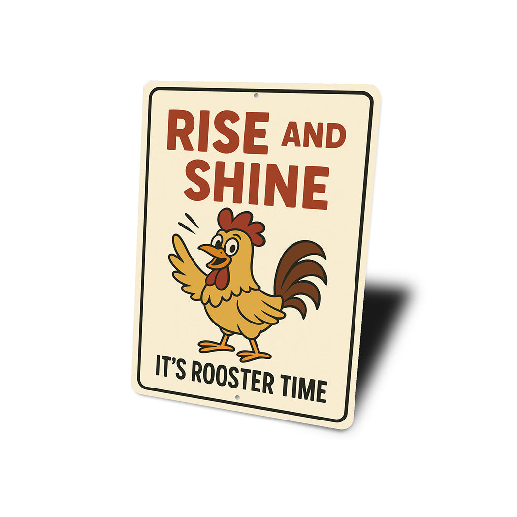 Rise and Shine It's Rooster Time Metal Sign Farmhouse Decor