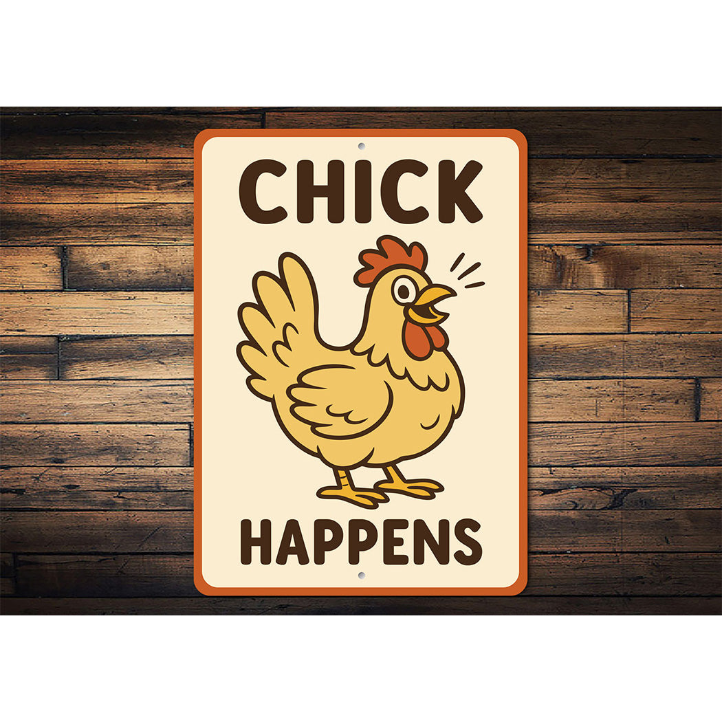 Chick Happens Aluminum Sign Funny Chicken Coop Farm Decor