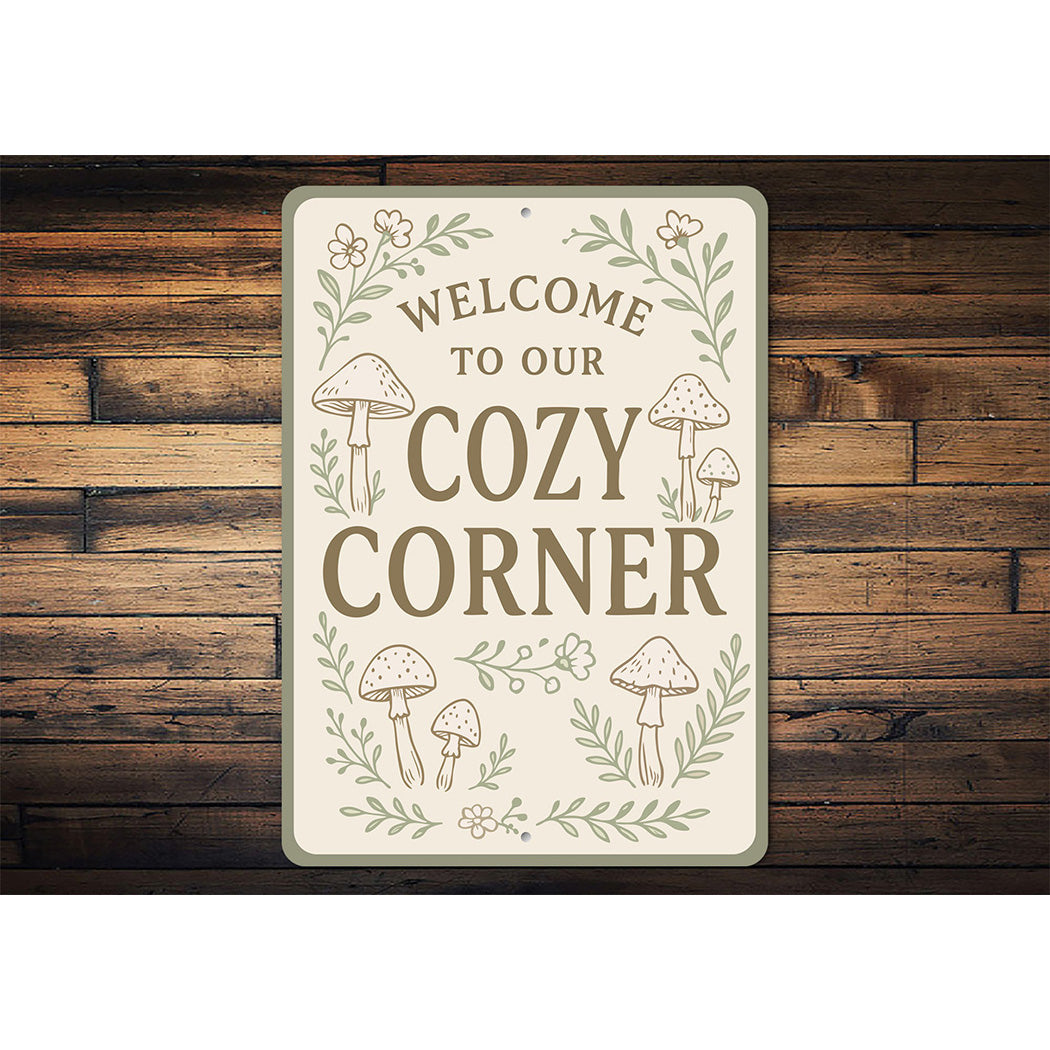 Welcome to Our Cozy Corner Metal Heartwarming Home Sign