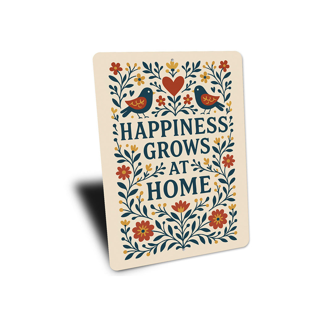 Happiness Grows at Home Metal Sign Heartwarming Wall Decor