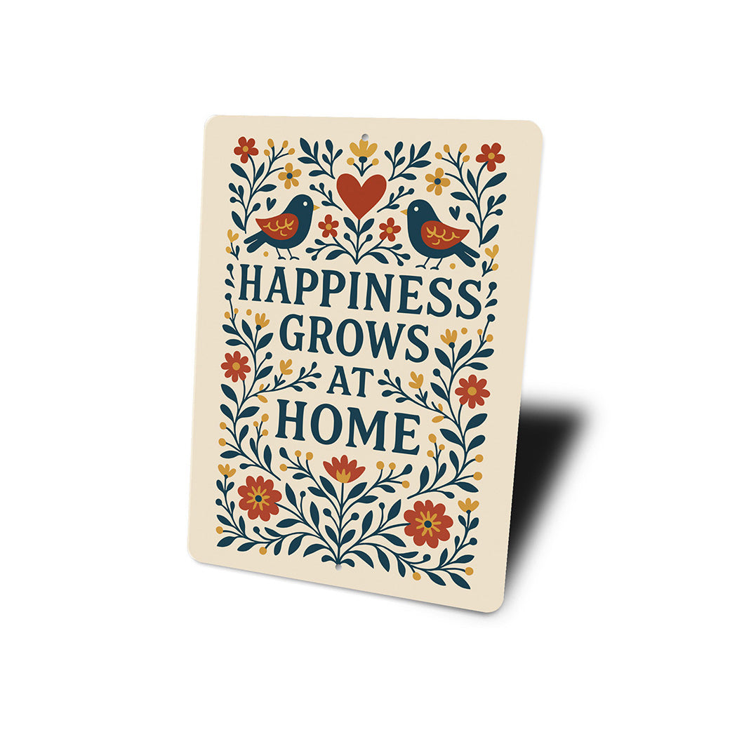 Happiness Grows at Home Metal Sign Heartwarming Wall Decor