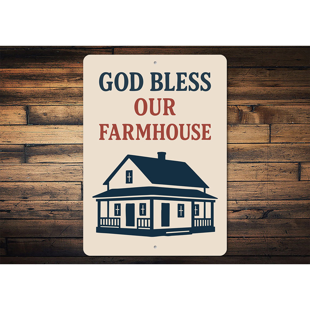 God Bless Our Farmhouse Aluminum Sign Rustic Home Decor