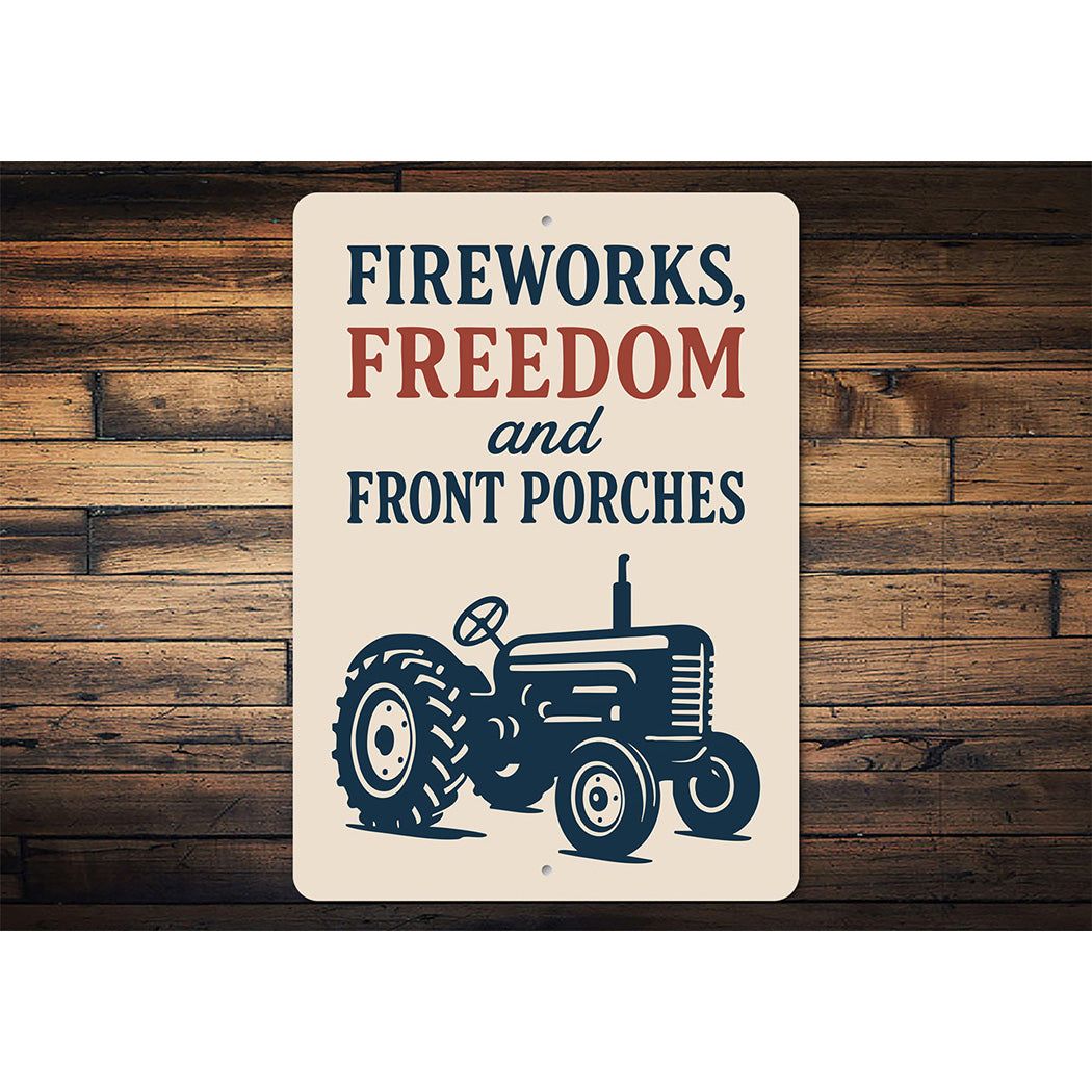 Fireworks Freedom Front Porches Metal Sign Patriotic Decor