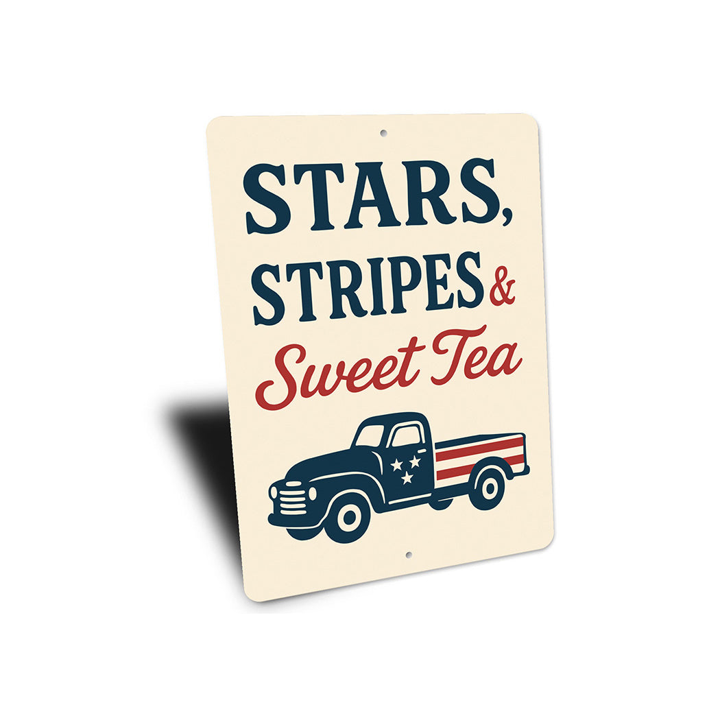 Stars Stripes & Sweet Tea Metal Patriotic Southern Sign