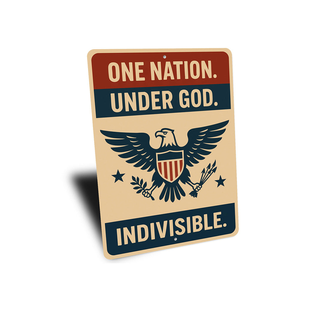 One Nation Under God Aluminum Sign Patriotic Pledge Decor