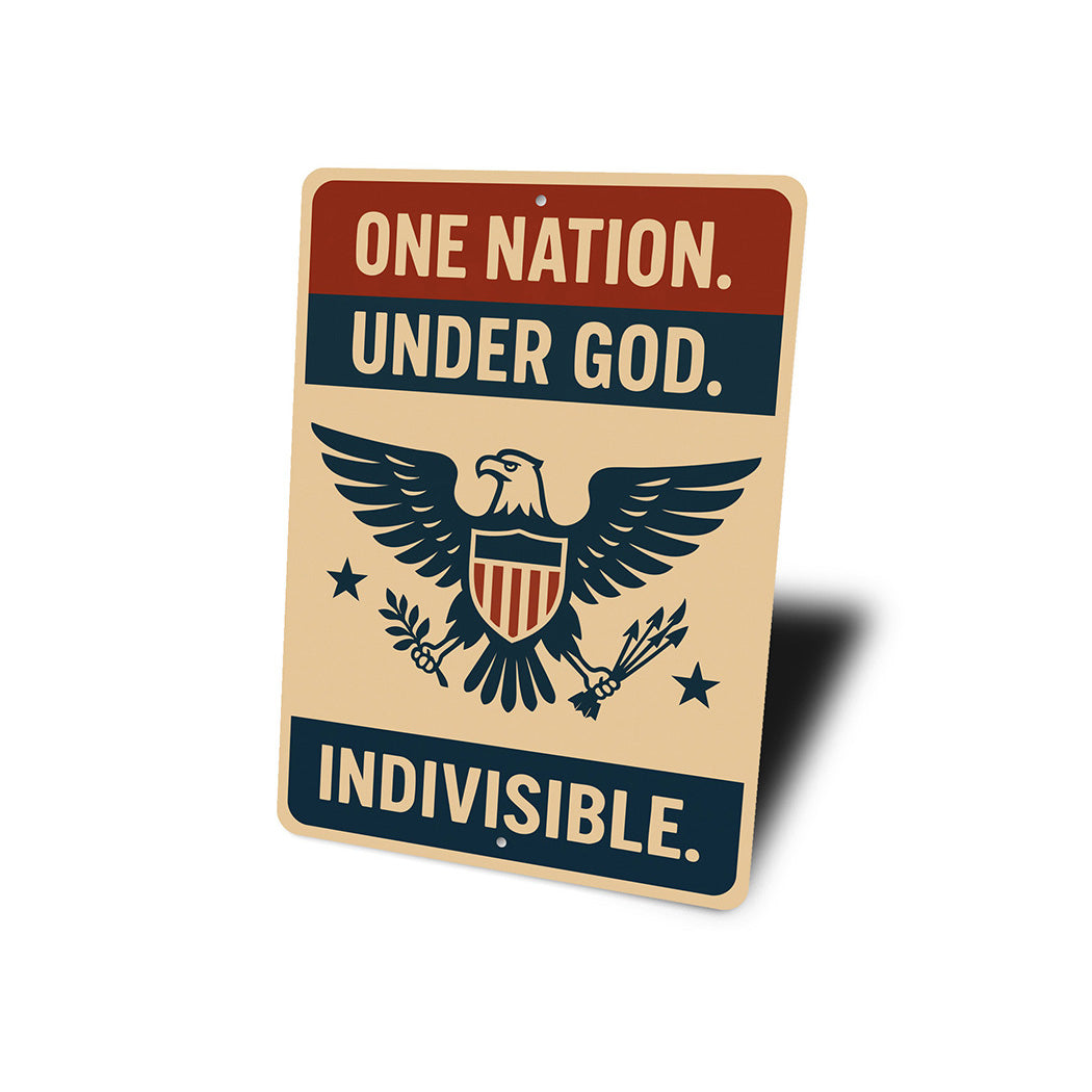 One Nation Under God Aluminum Sign Patriotic Pledge Decor