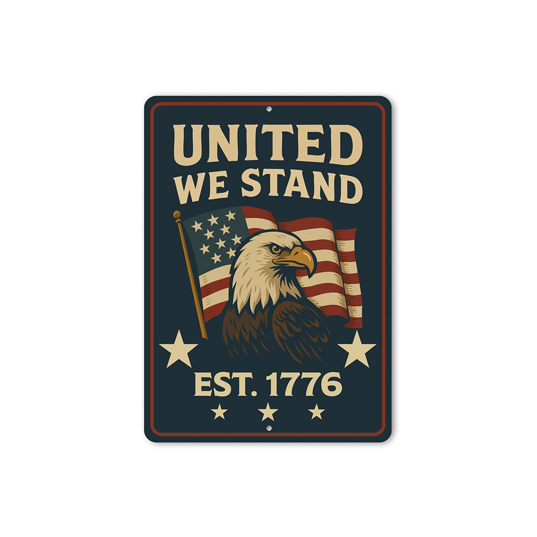 United We Stand Est. 1776 Metal Sign Patriotic Wall Decor