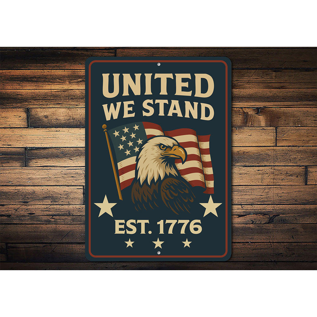 United We Stand Est. 1776 Metal Sign Patriotic Wall Decor