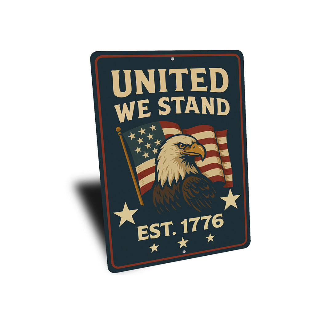 United We Stand Est. 1776 Metal Sign Patriotic Wall Decor