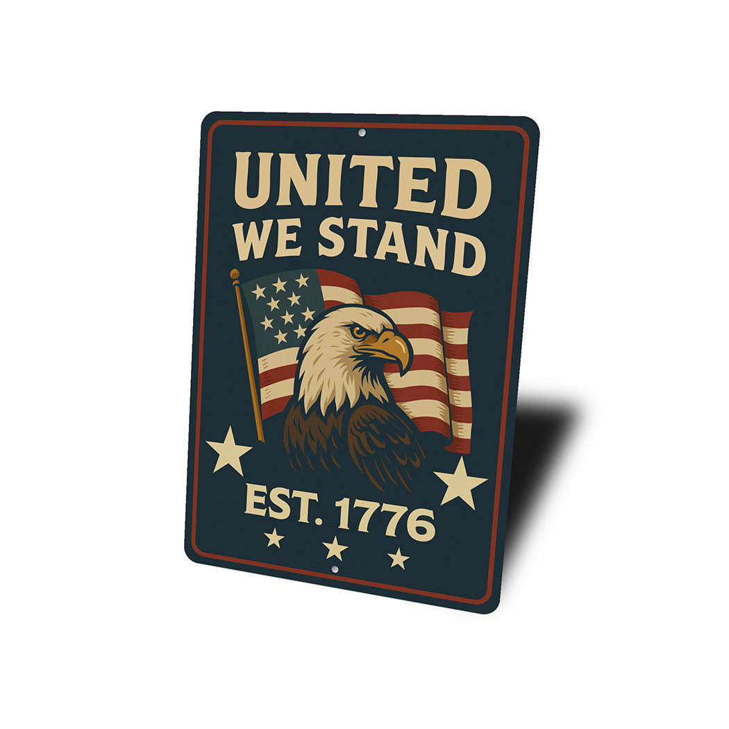 United We Stand Est. 1776 Metal Sign Patriotic Wall Decor