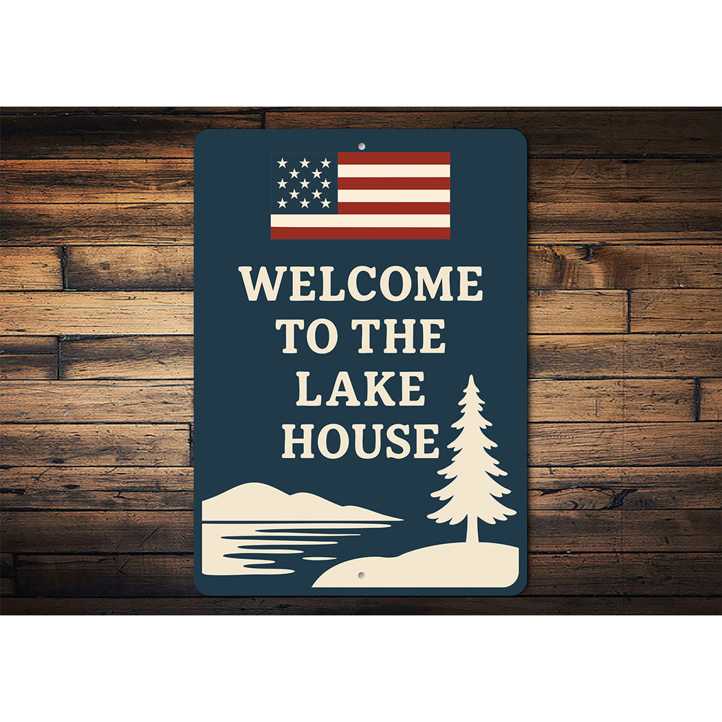Welcome to the Lake House Metal Sign Rustic Lakeside Decor