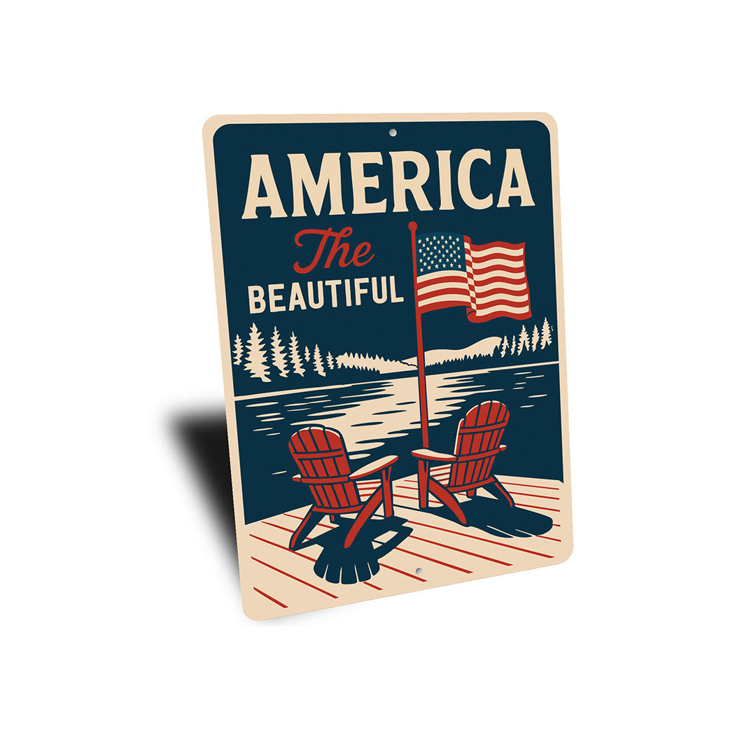 America the Beautiful Aluminum Sign Patriotic Home Decor