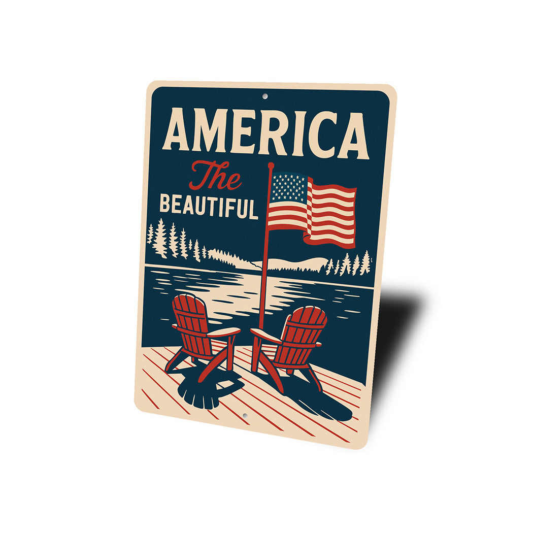 America the Beautiful Aluminum Sign Patriotic Home Decor