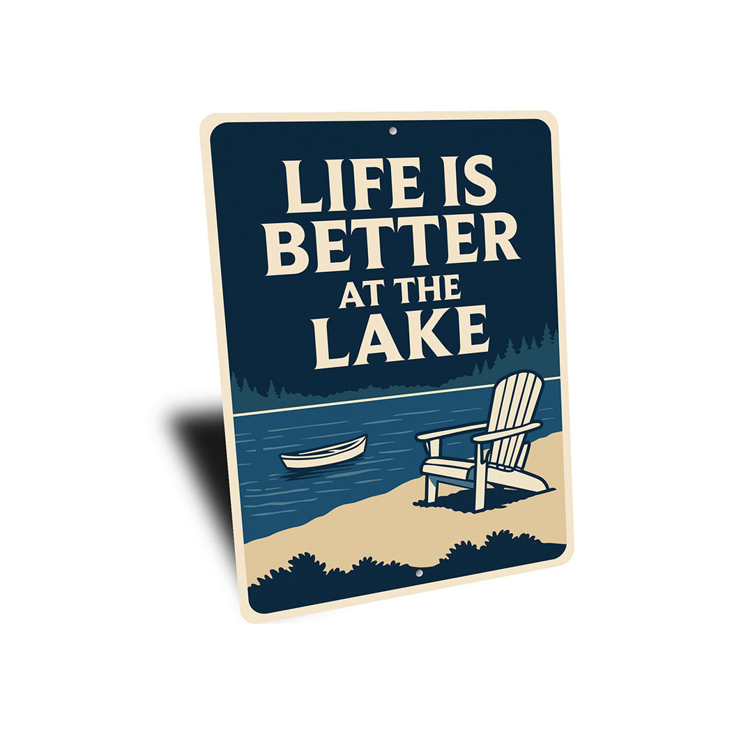 Life is Better at the Lake Metal Rustic Lakeside Sign
